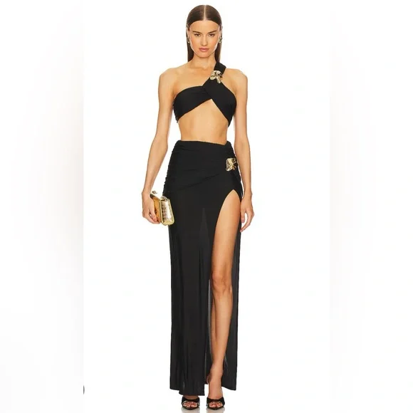 Nwt MICHAEL COSTELLO x REVOLVE Magnolia Maxi Skirt in Black size S - Picture 1 of 6